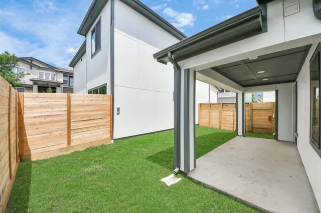 a view of a porch with a backyard
