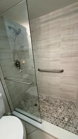 a bathroom with a shower