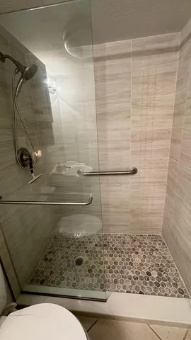 a bathroom with a shower