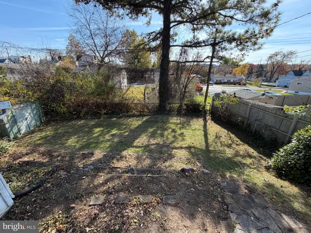 a view of a park with large trees