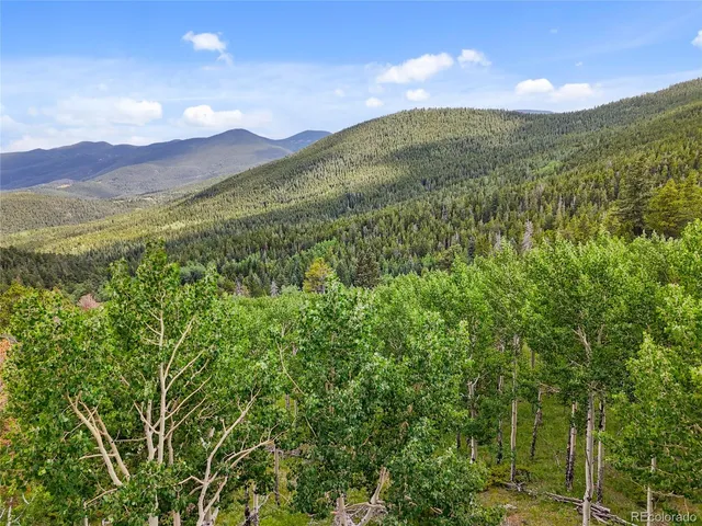 a view of a city with mountains in the background