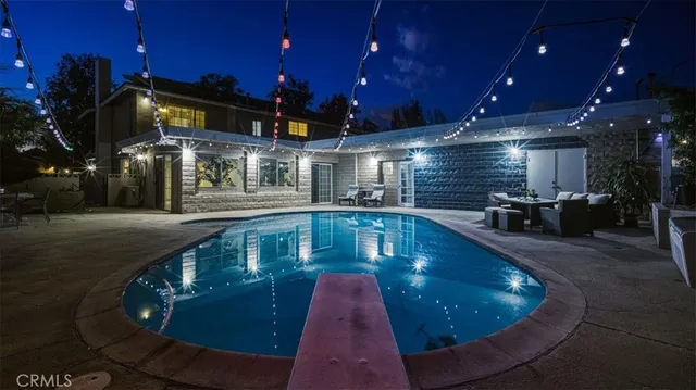 a small pool with a outdoor space