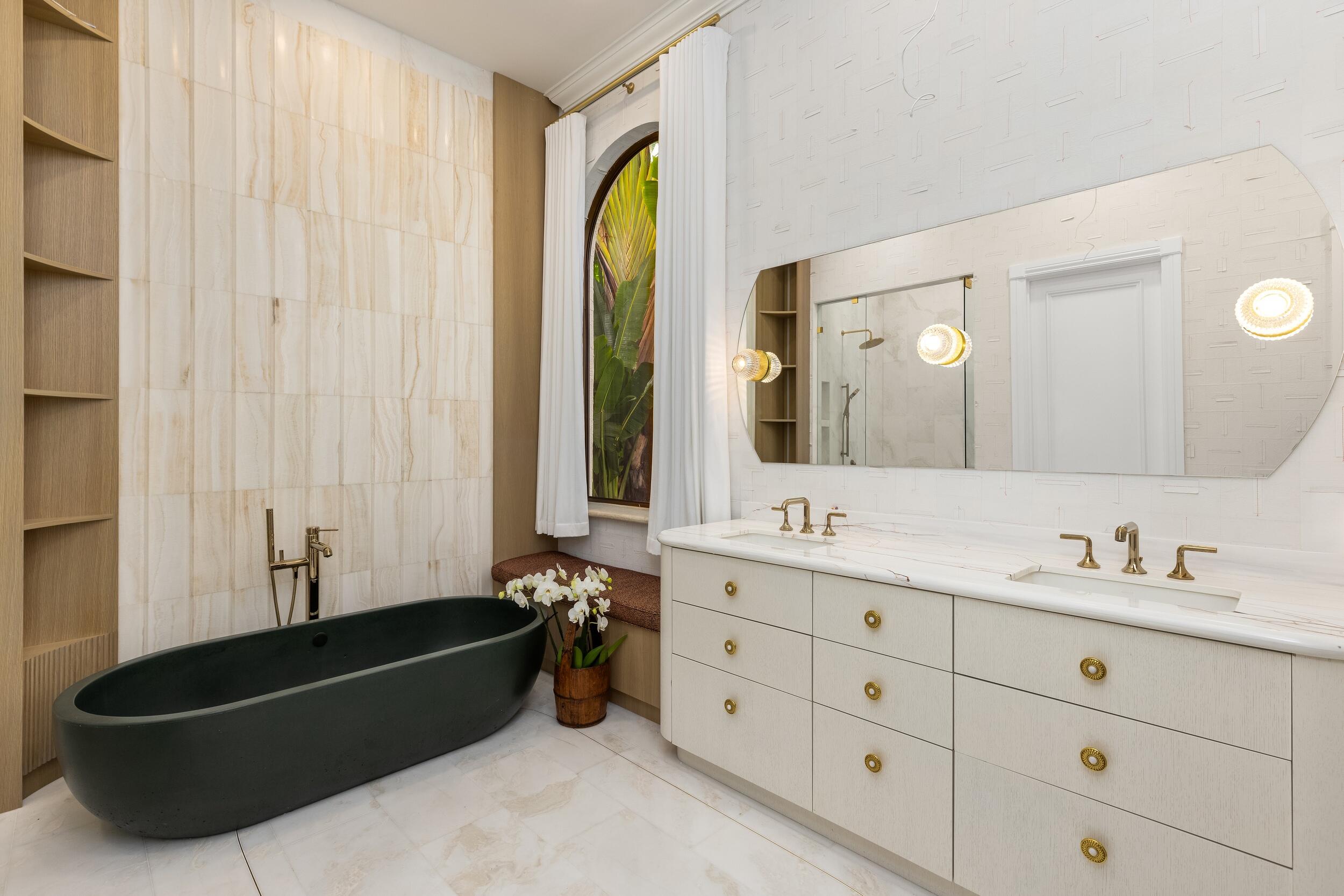 422 Addison Park Lane Boca Raton, FL 33432 - Photo 34 of 70 a bathroom with a double vanity sink and a mirror