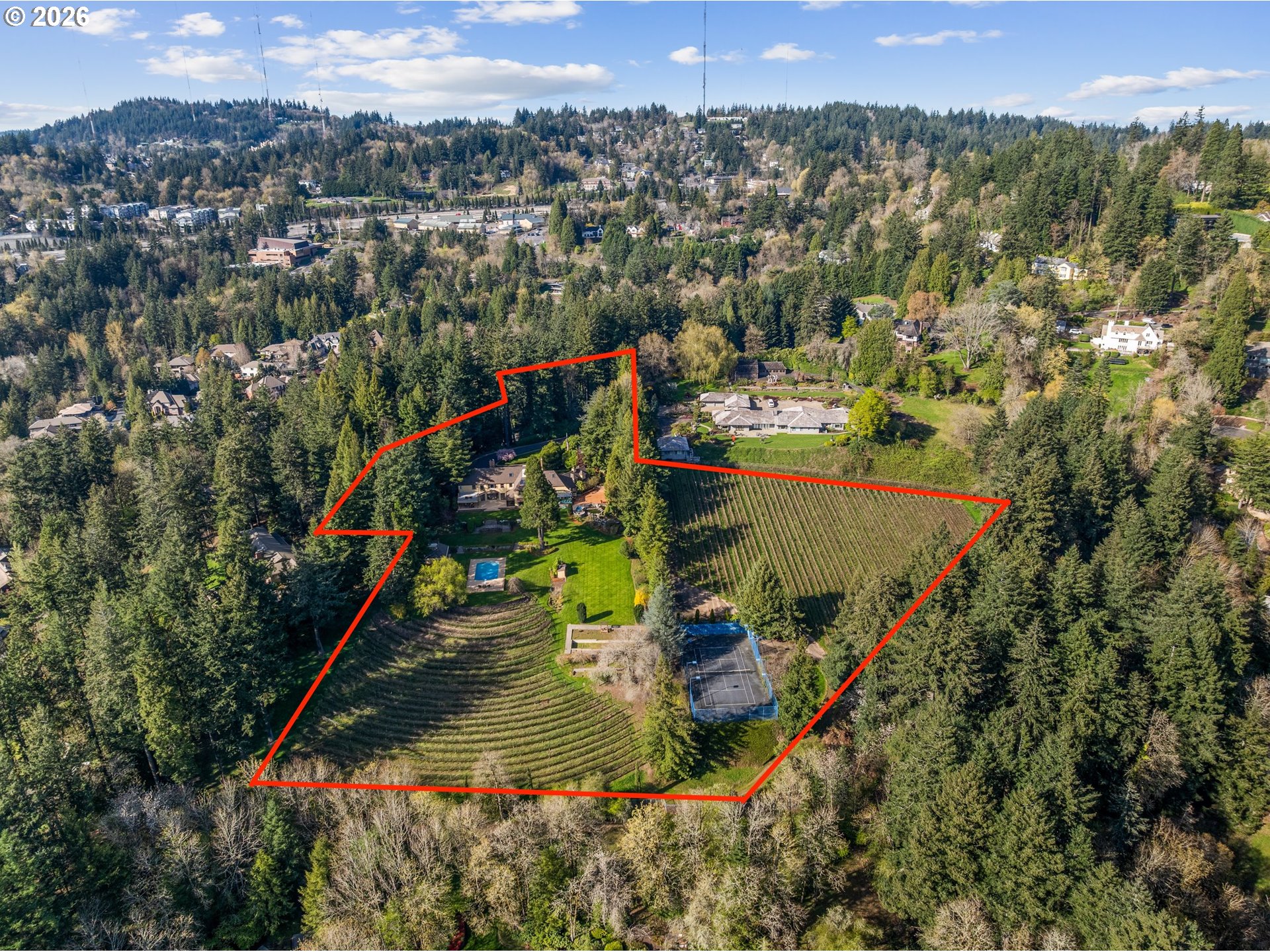 2732 Southwest Scholls Ferry Road Portland, OR 97221 - Photo 4 of 46 an aerial view of a house with a yard and lake view