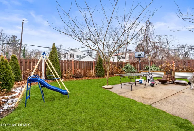 a view of a park with slide
