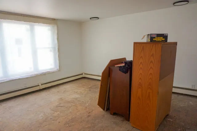 a view of a closet in a room