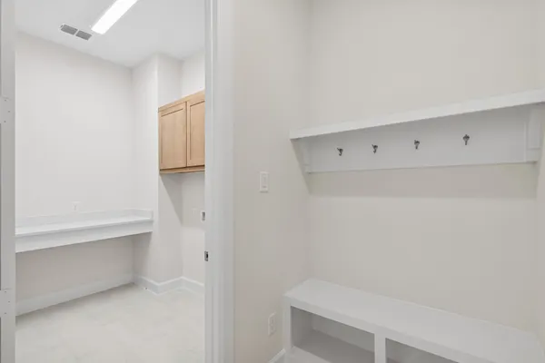 a view of an empty walk in closet