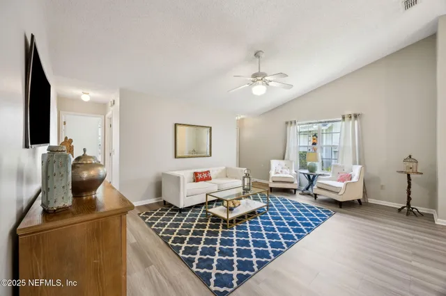 a living room with furniture