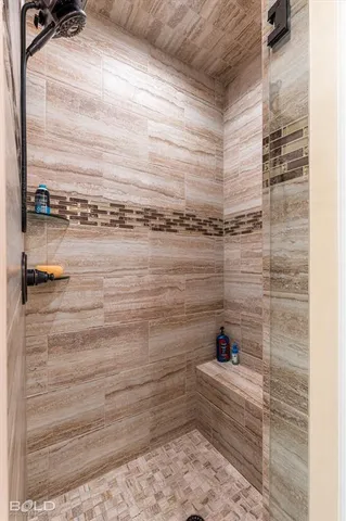 a bathroom with a bathtub