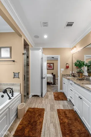a large kitchen with a large window