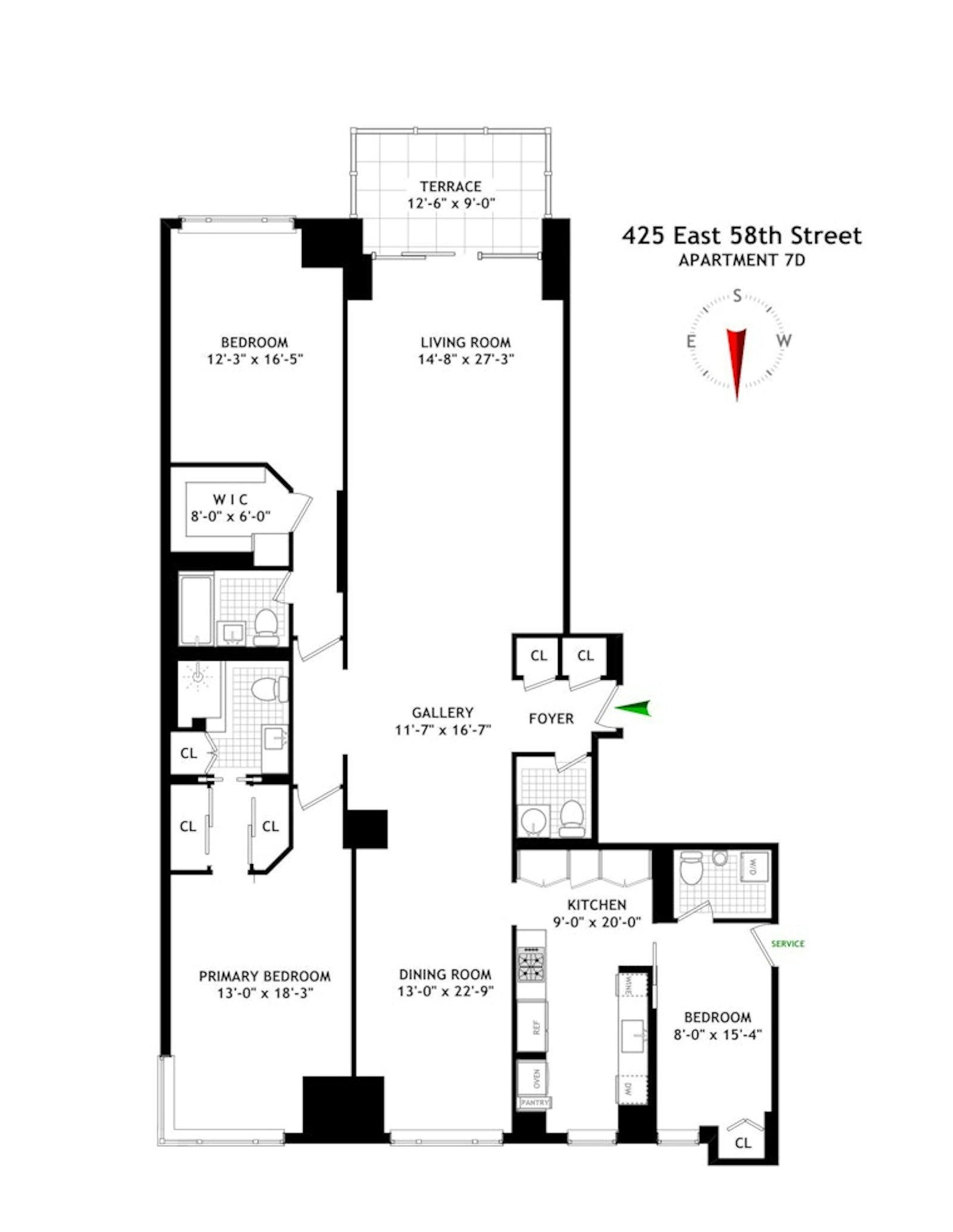 425 East 58th Street, Unit 7D Manhattan, NY 10022 - Photo 13 of 13 a picture of a floor plan
