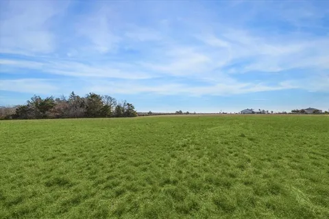 a view of a field with an ocean