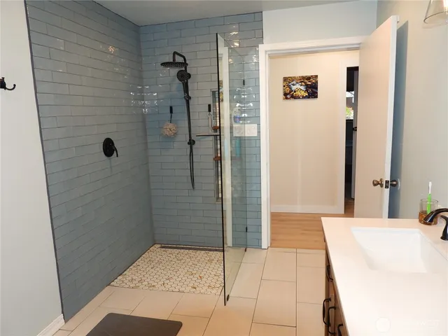 a bathroom with a shower