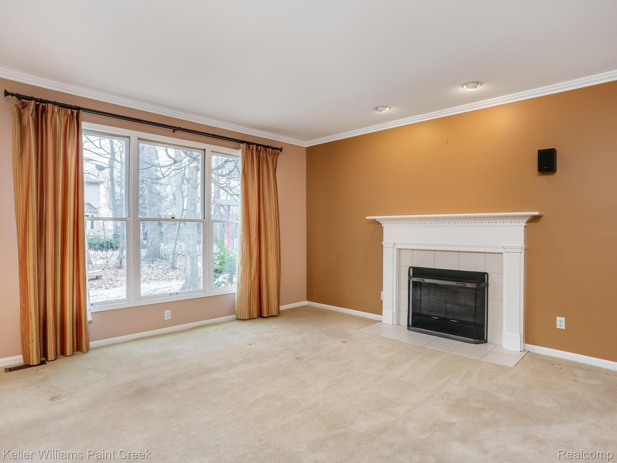Large windows in the family room. 