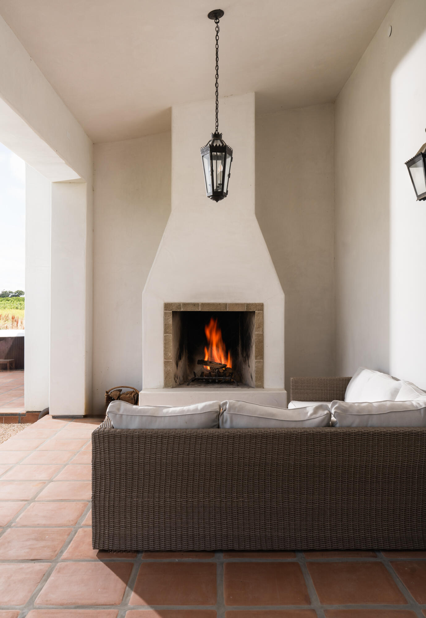 175 White Oak Road Santa Ynez, CA 93460 - Photo 38 of 44 Back Veranda Fireplace