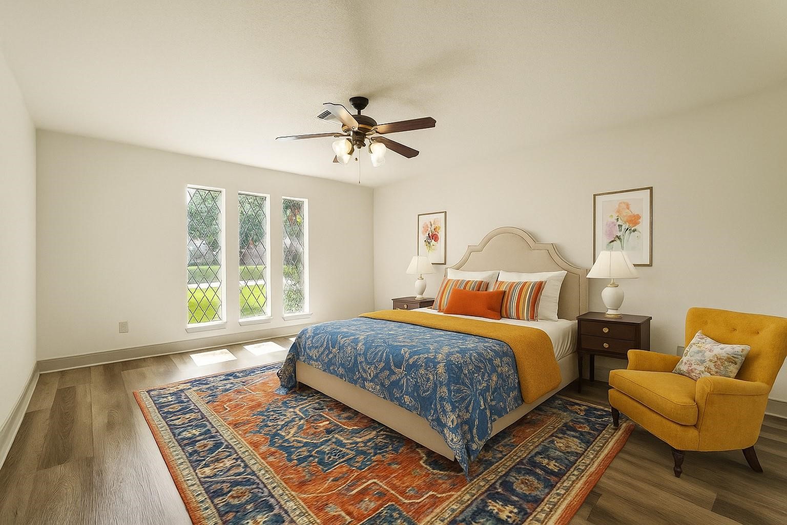 17606 Rustington Drive Spring, TX 77379 - Photo 24 of 44 a bedroom with a bed a couch and a window