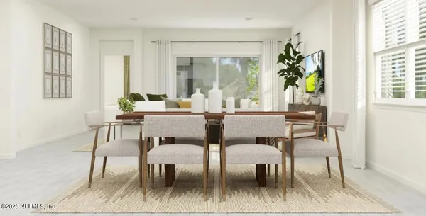 a bedroom with a bed and with furniture