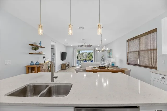 a view of a balcony with chair and table