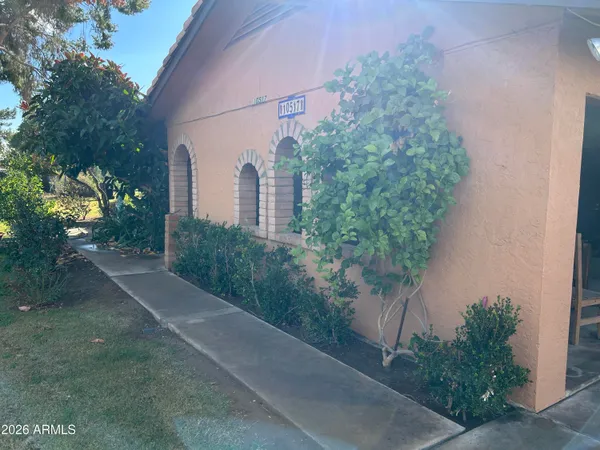 a couple of flower plants in front of house