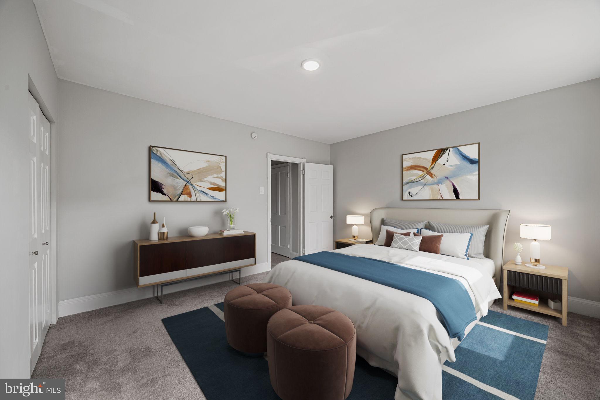 213 Dawson Street Philadelphia, PA 19128 - Photo 12 of 26 Digitally Staged bedroom with modern accents.
