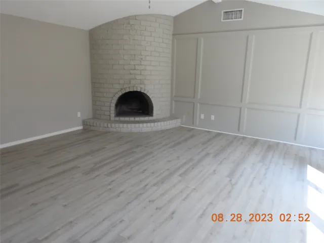 an empty room with a door