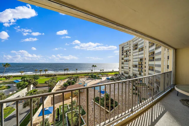 a view of ocean from a balcony