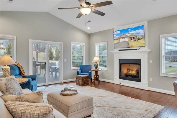 a living room with furniture