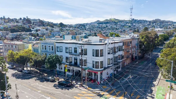 a view of a city with tall buildings