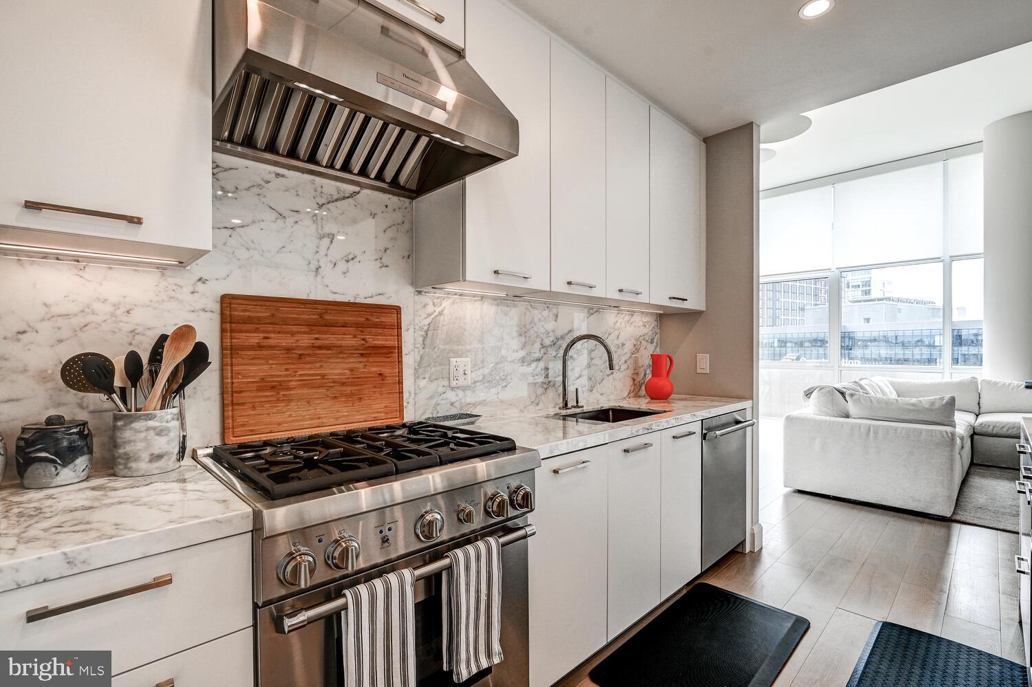 1330 Lancaster Street, Unit C901 Baltimore, MD 21231 - Photo 9 of 55 a kitchen with a stove a sink and a refrigerator