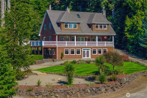 a aerial view of a house yard