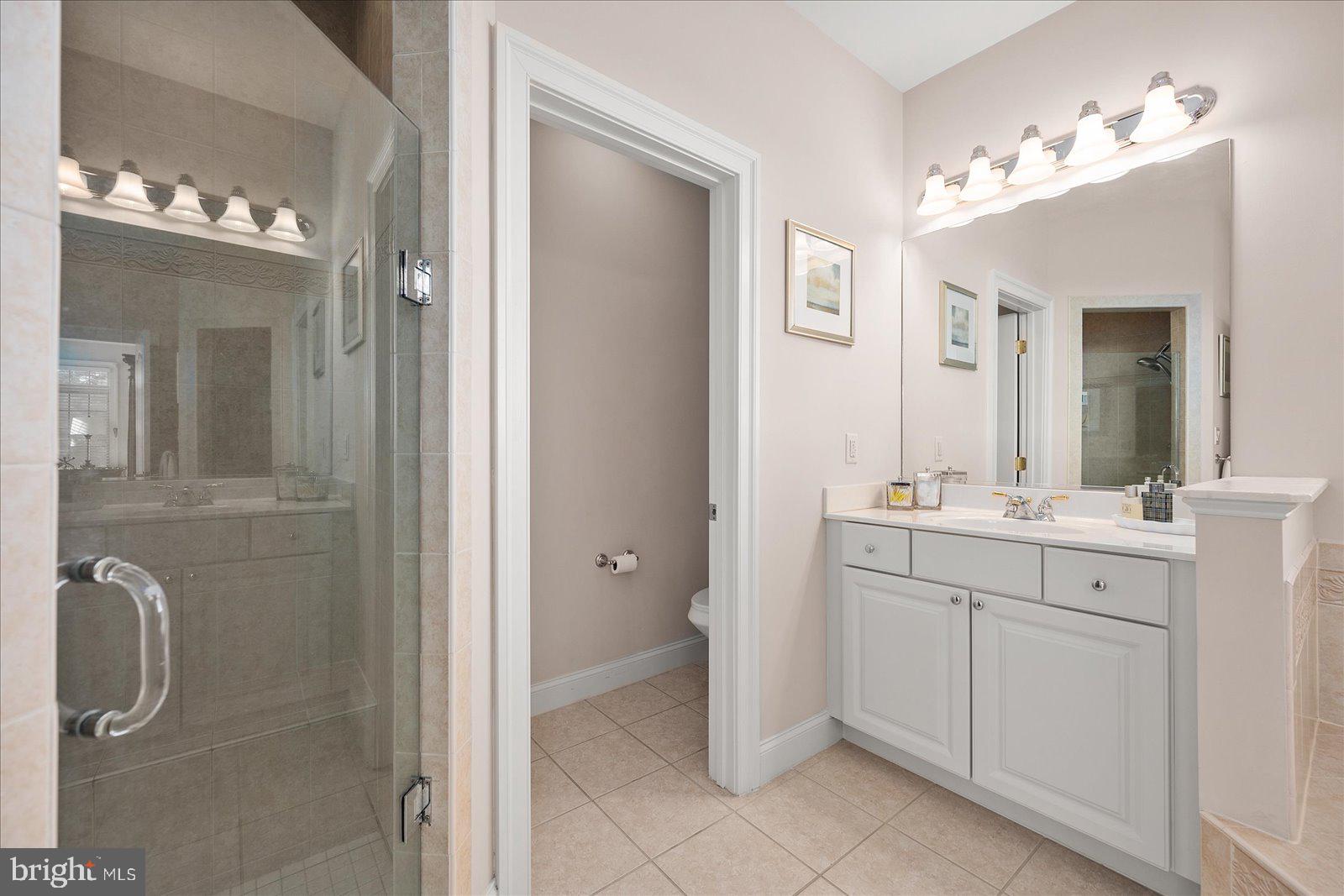 12901 Old Bridge Road, Unit PH8 2 Ocean City, MD 21842 - Photo 34 of 79 a spacious bathroom with a granite countertop sink a mirror and a shower