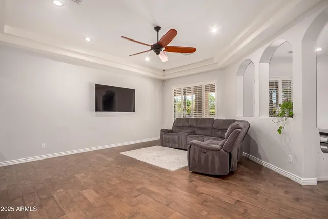 a living room with furniture
