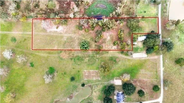 a bathroom with a small yard