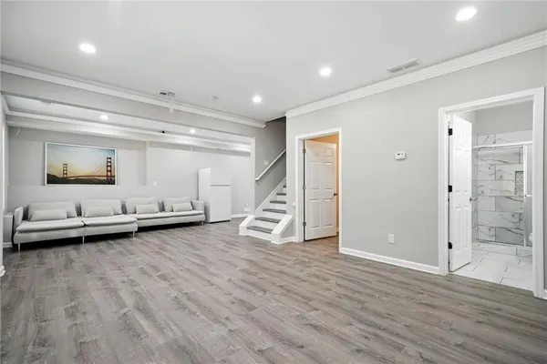 wooden floor and white walls