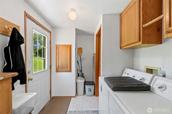 a bedroom with a bed and furniture