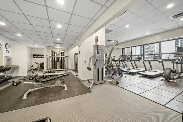 a view of a room with gym equipment
