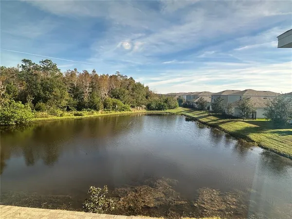 a view of a lake with outdoor space