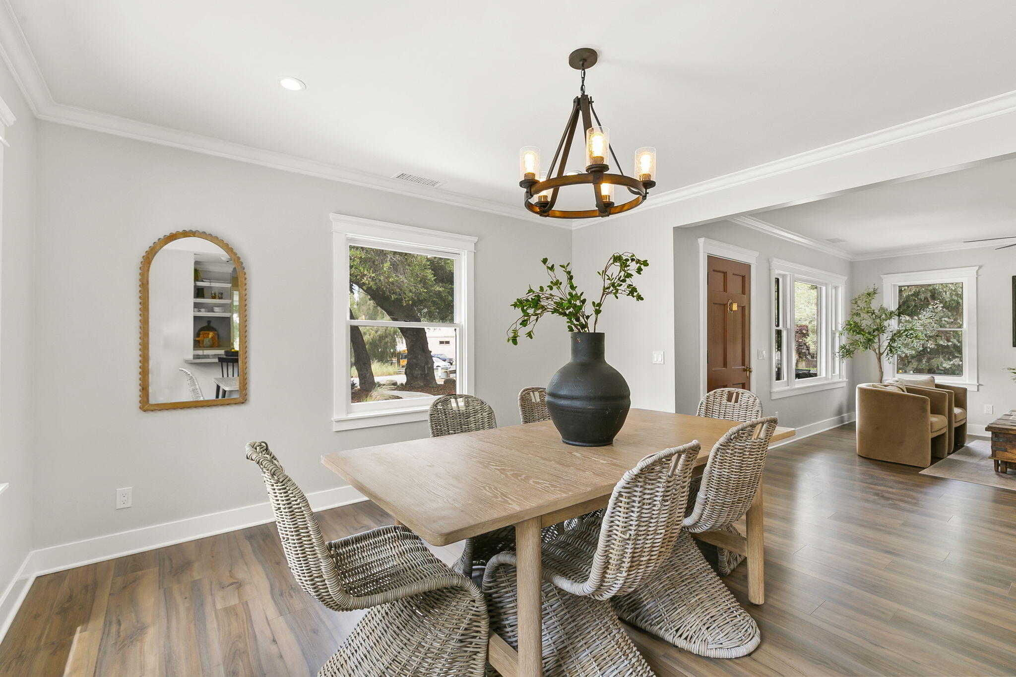 350 Old Grade Road Oak View, CA 93022 - Photo 26 of 59 a view of a dining room with furniture window and wooden floor