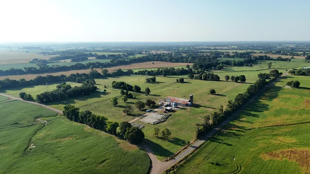 an aerial view of a golf course with outdoor space