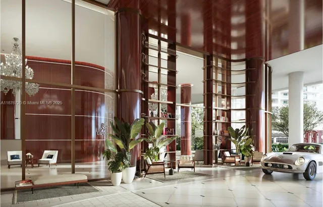 a living room with furniture and floor to ceiling windows