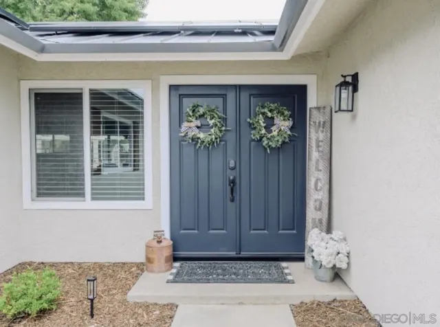 a front view of a house with entryway