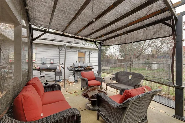 a outdoor living space with furniture