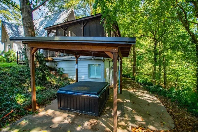 a view of a green yard