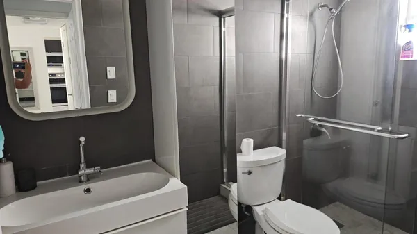 a white toilet sitting next to a bathroom sink