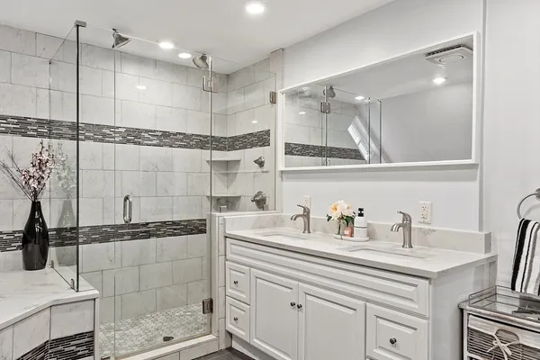 a kitchen with a sink and cabinets