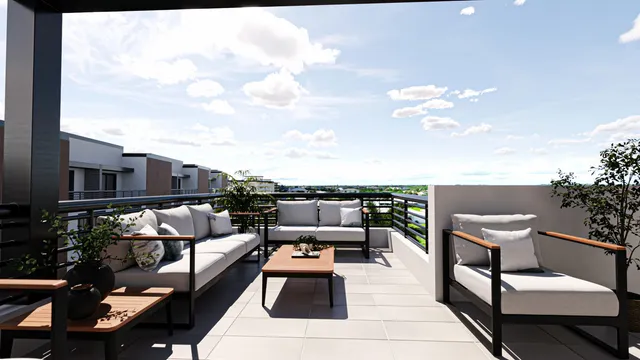 a terrace view with seating space