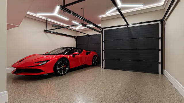 a bedroom with a bed and a ceiling fan