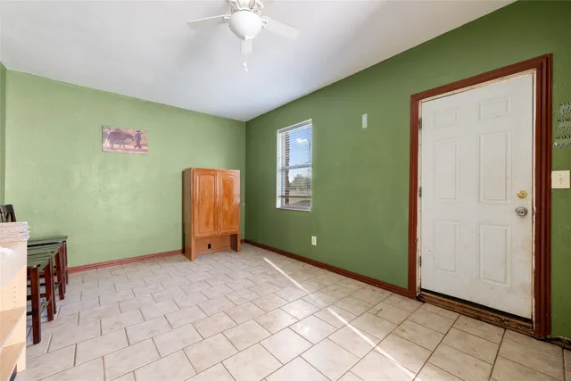 an empty room with windows