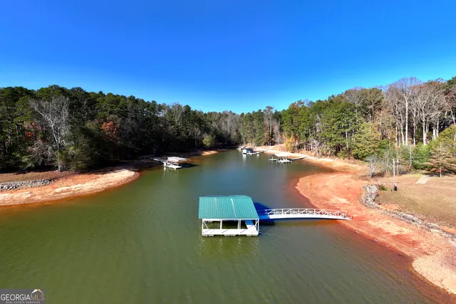a view of a lake with a mountain in the background