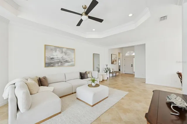 a view of livingroom with furniture and a window
